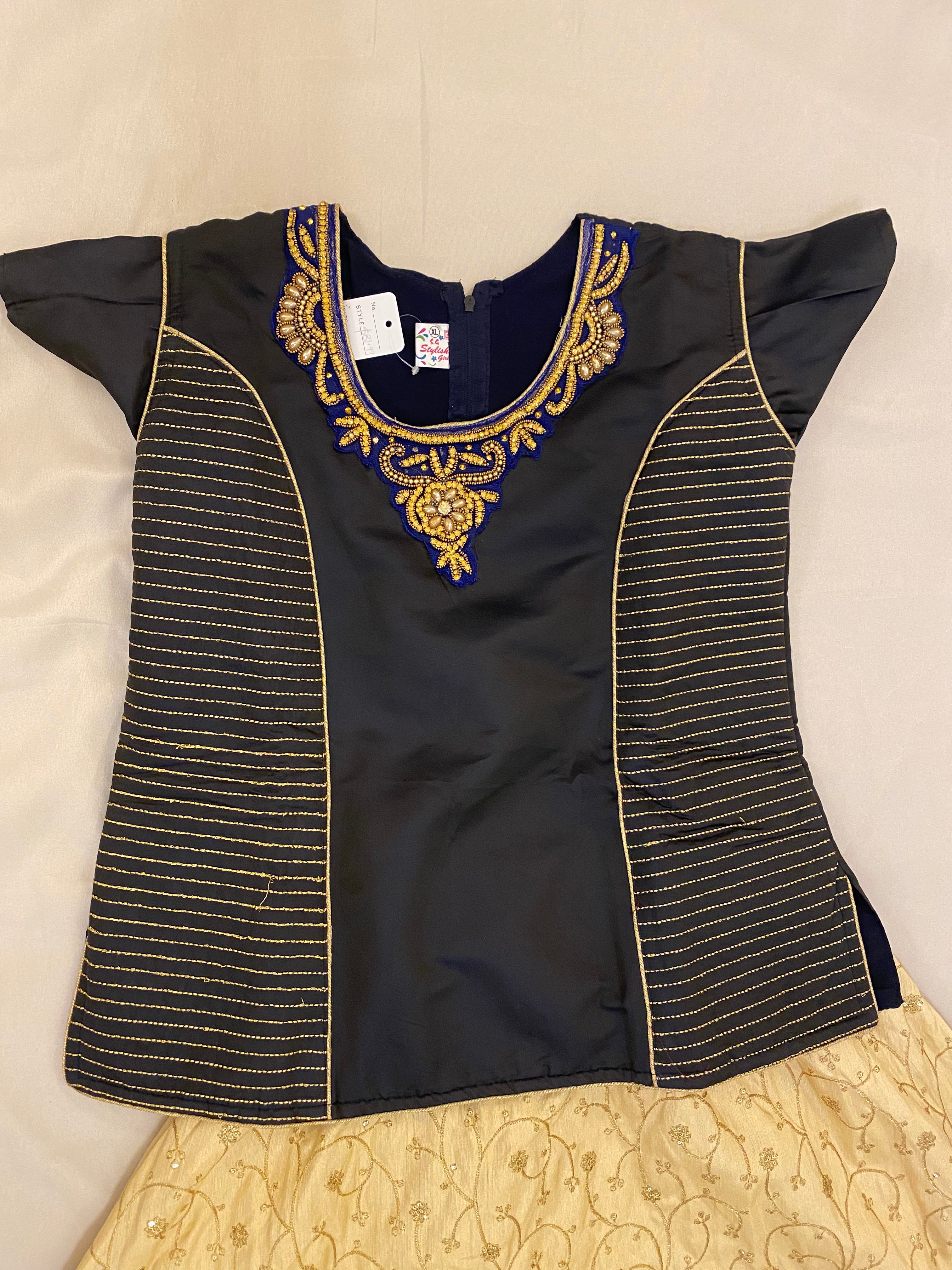 Elegant Black Top with Golden Skirt for Teen Girls - Perfect for Parties, School Events & Special Occasions