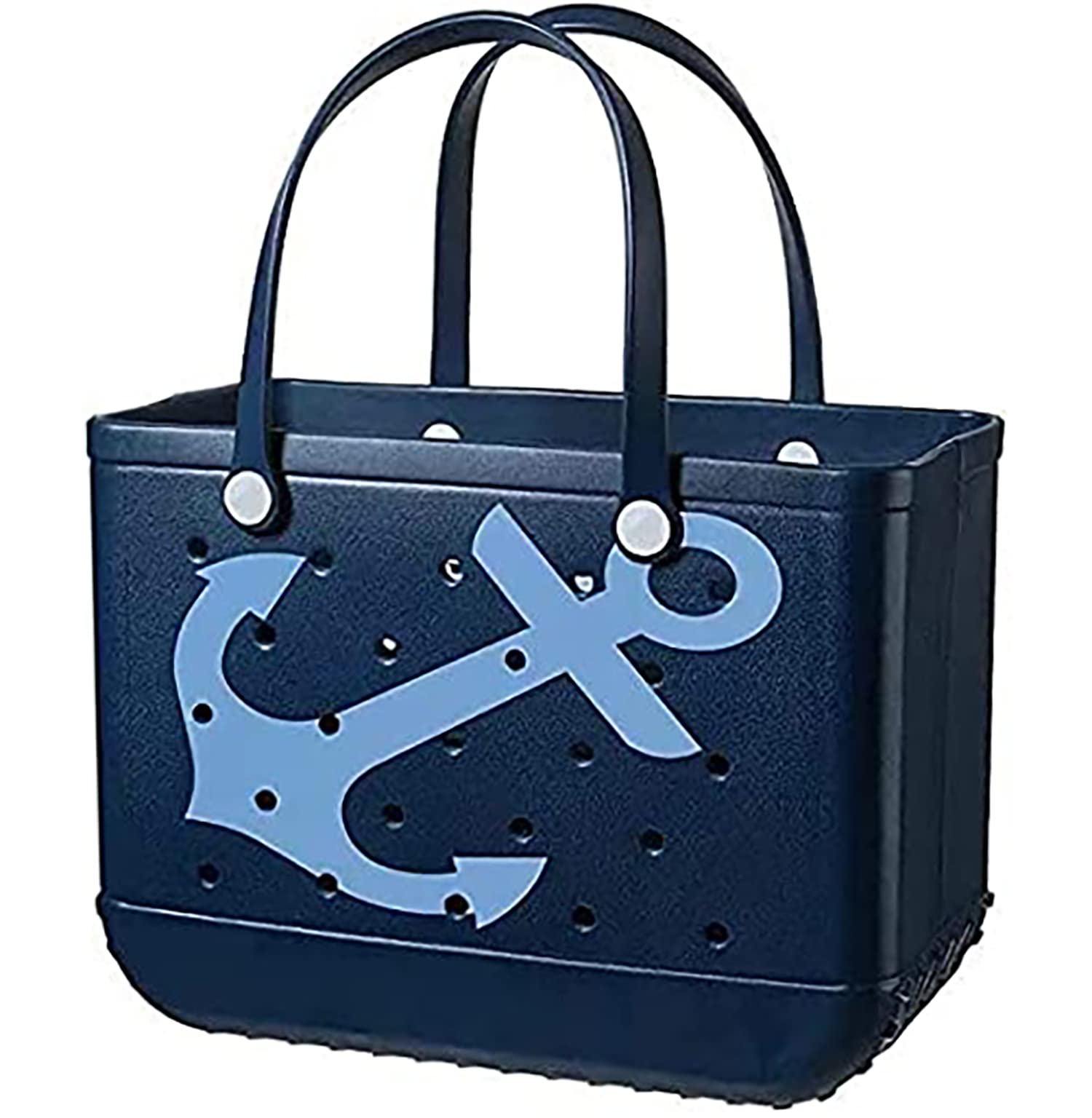 Waterproof Beach Tote Bag for Men & Women - Large Washable Rubber Travel Bag with Anchor Print for Pool, Sports, Market & Beach Outings (Limited Edition)