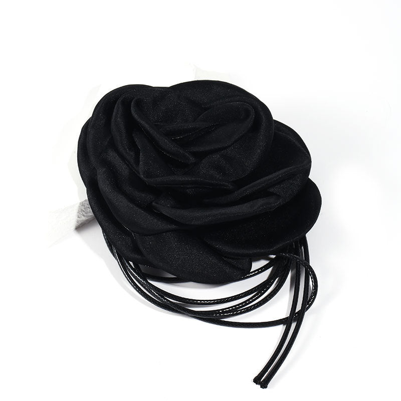 Rose Phantom Flower Suede Choker Necklace | Gothic Victorian Costume Jewelry | Perfect for Halloween, Cosplay & Vintage Fashion Outfits