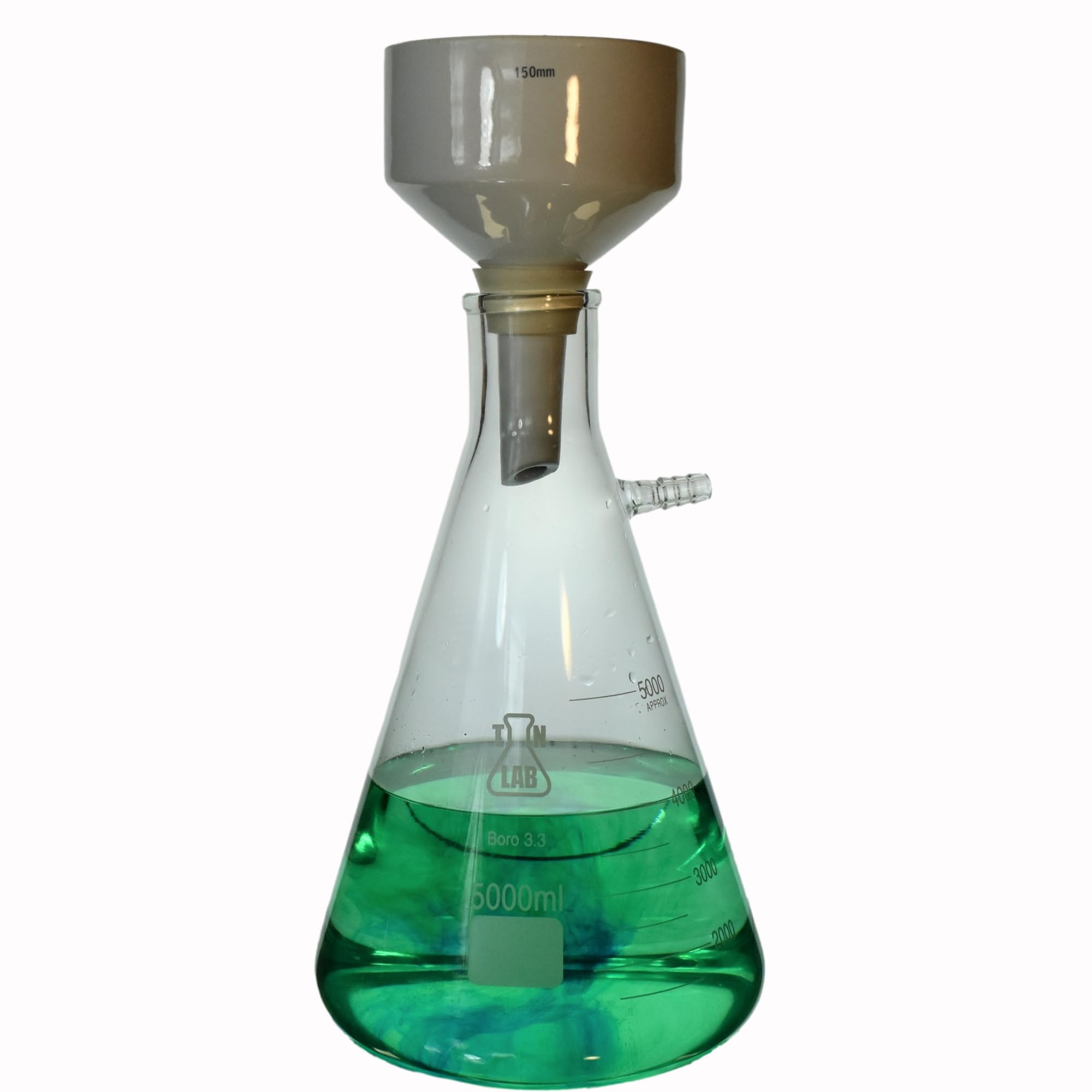 Premium 150mm Porcelain Buchner Funnel Kit with 5000ml (5L) Vacuum Filter Flask - Laboratory Grade Filtration System for Chemistry Experiments, Essential for Distillation, Solvent Recovery & Scientific Research