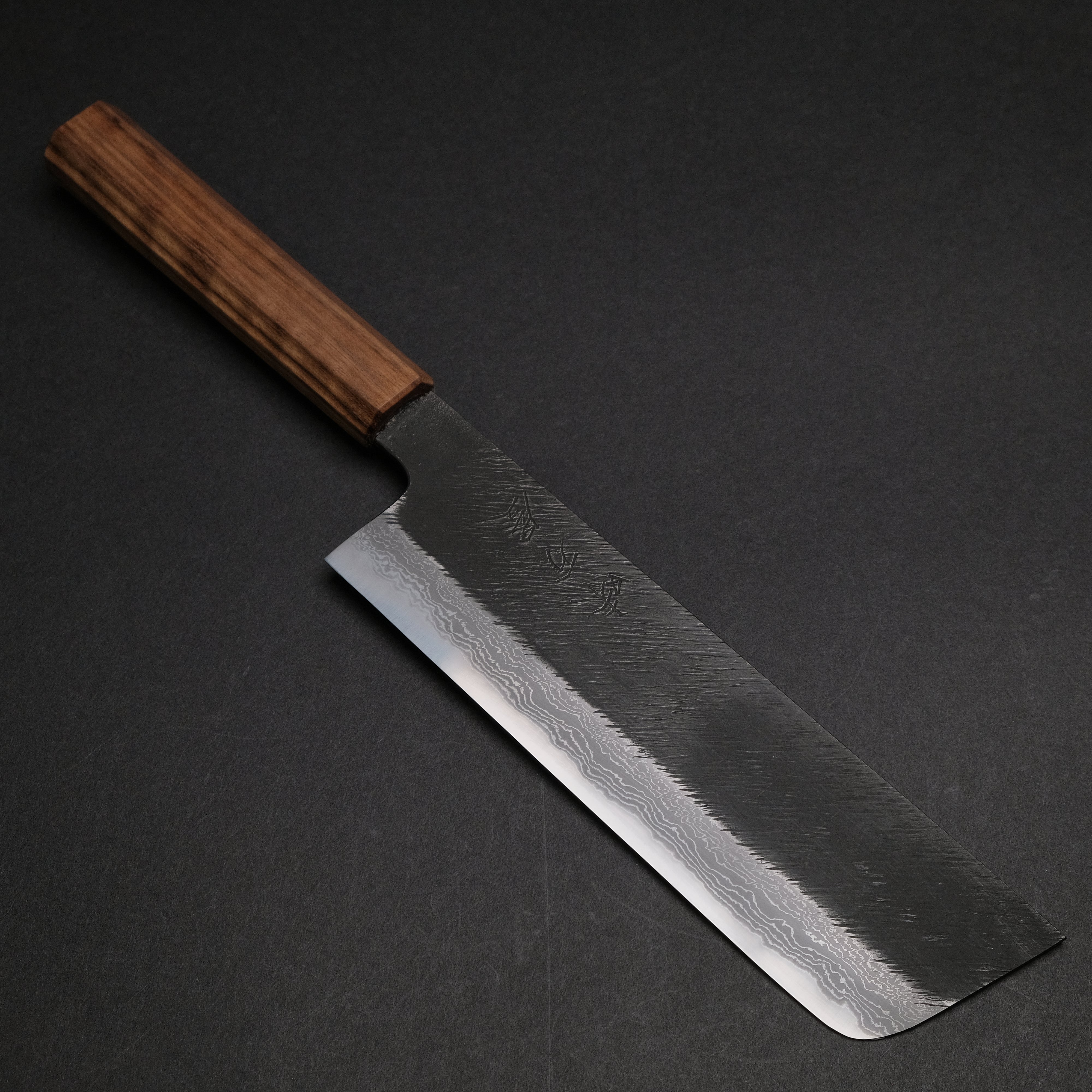 Premium Ajikataya White #2 Matsuba Damascus Nakiri Knife 180mm - Handcrafted Japanese Kitchen Knife with Ebony Wood Handle (#18) - Perfect for Sushi, Vegetables & Precision Cutting