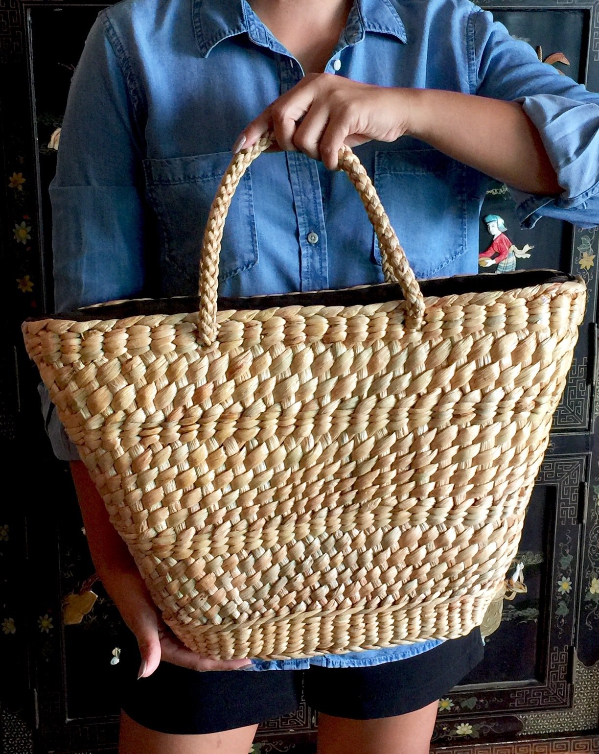 Extra Large Straw Basket Bag - Natural Woven Tote for Women, Beach Picnic Bag, Summer Boho Shoulder Purse | Perfect for Beach Outings, Picnics, Shopping & Vacation Accessories