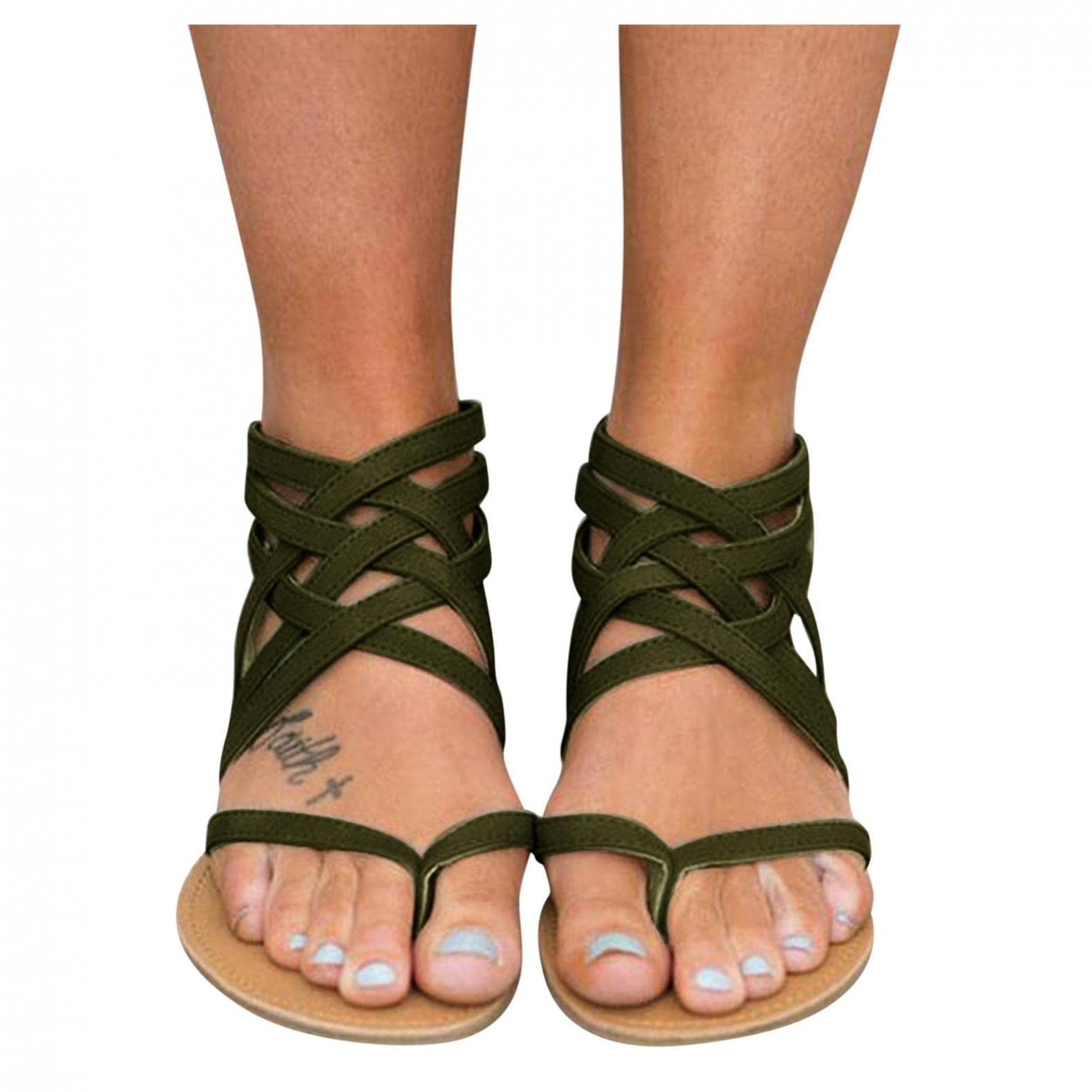 Women's Dressy Beach Sandals - Breathable Flat Criss Cross for Summer Outings