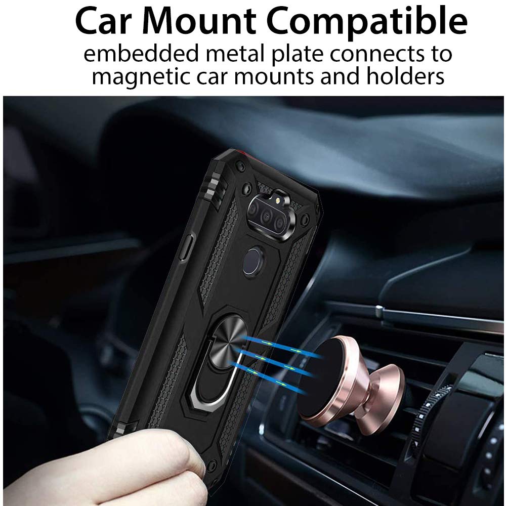 CoverON Ring Kickstand Case for LG Tribute Monarch/Risio 4/K8x - Rugged Magnetic Mount Phone Cover (Black) | Perfect for Hands-Free Viewing & Secure Car Mounting