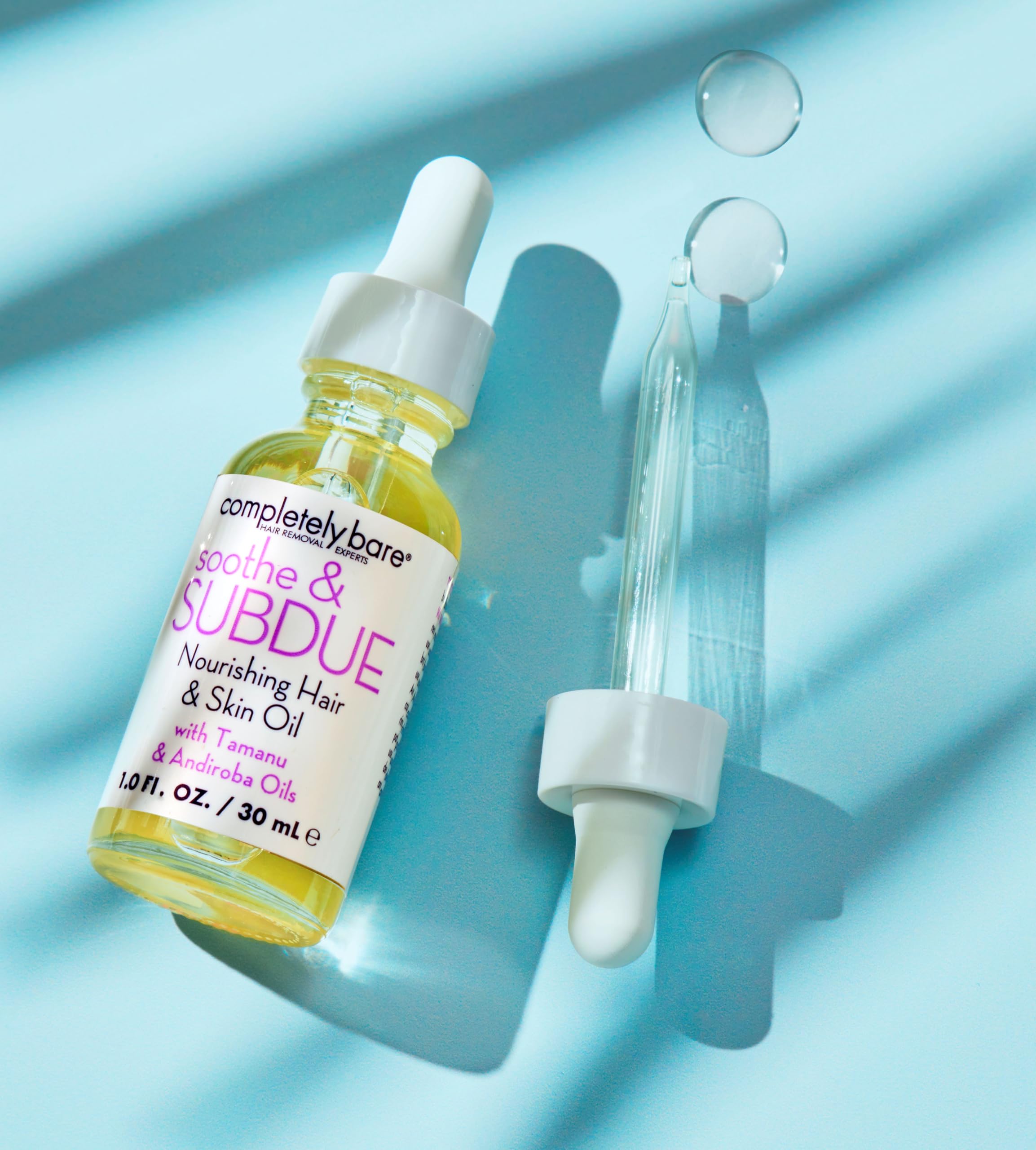 Completely Bare Soothe & Subdue Nourishing Hair & Skin Oil - Reparative Tamanu & Andiroba Oils for Dry Scalp, Split Ends & Sensitive Skin | Natural Moisturizer for Hair Growth & Skin Hydration | Perfect for Daily Use & Post-Hair Removal Care