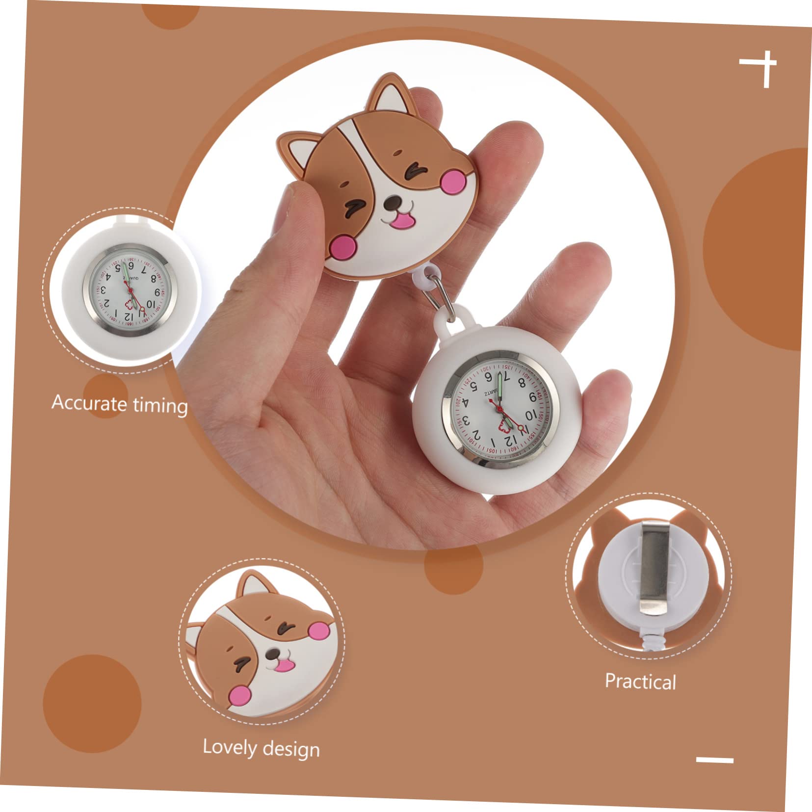 SAFIGLE 2-Pack Nurse Pocket Watch - Portable Retractable Hanging Watch with Cartoon Design, Scalable Badge Hook for Medical Professionals | Perfect for Nurses, Doctors & Healthcare Workers