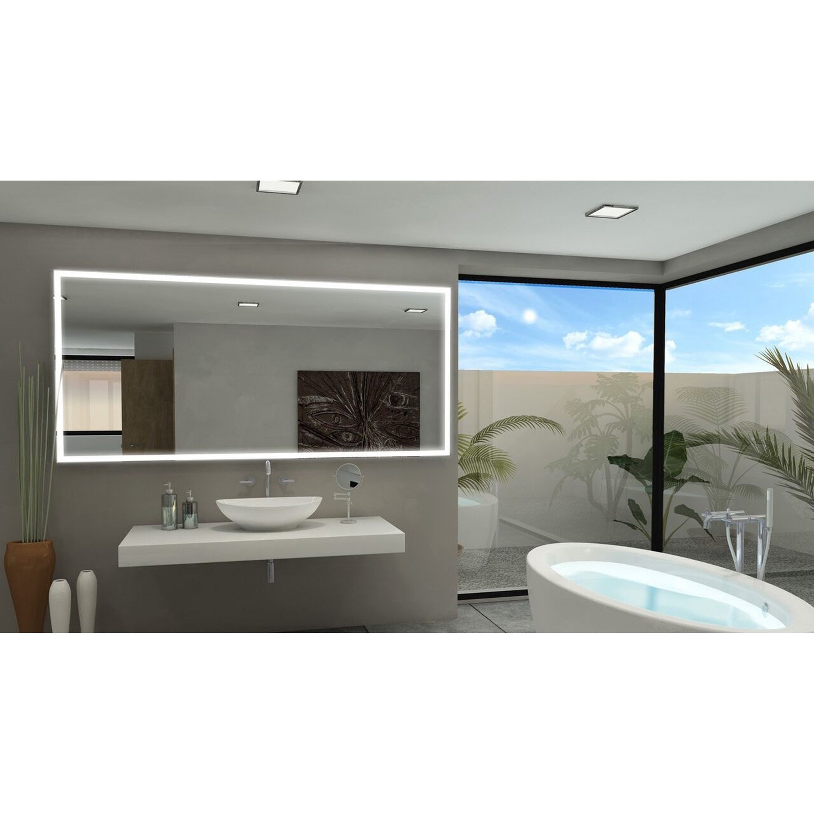 IBMIRROR Paris Mirror - Dimmable LED Vanity Mirror with Galaxy Lighting Effect, Rectangle Makeup Mirror for Bedroom & Bathroom | Perfect for Makeup, Skincare, and Selfie Lighting