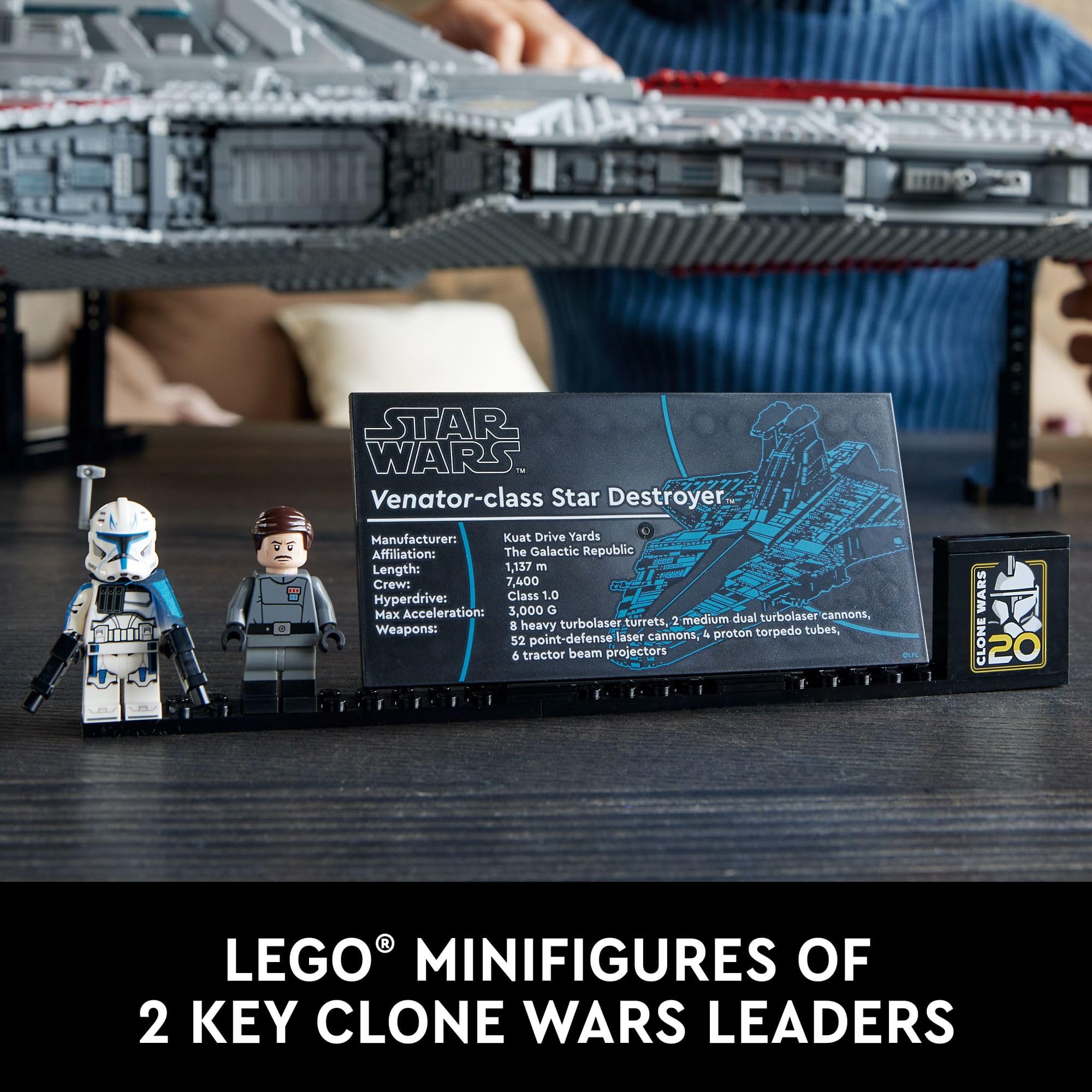 LEGO Star Wars Venator-Class Republic Attack Cruiser Building Set (75367) with Captain Rex Minifigure - Ultimate Collector Series, May The 4th Exclusive, Perfect Star Wars Gift for Fans | Stress Relief Activity, Clone Wars Display Model & Collector's Showpiece