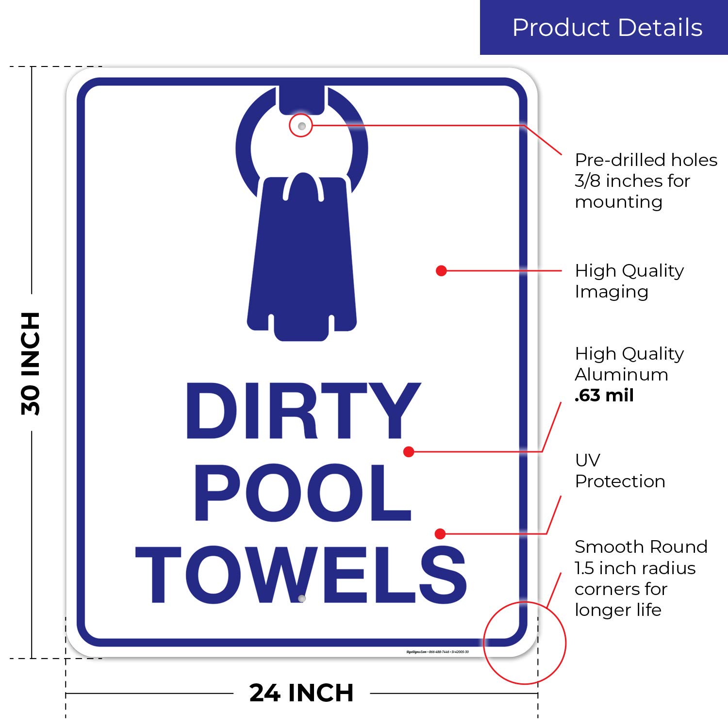 Pool Rules Sign - Sigo Signs 24x30 Inches, Rust-Free .063 Aluminum, Fade Resistant for Indoor/Outdoor Use, Made in USA - Perfect for Public Pools, Resorts & Backyard Swimming Areas