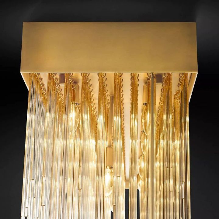 Cassie 54-Inch Rectangular Chandelier - Modern Crystal Ceiling Light Fixture for Dining Room, Living Room & Bedroom Lighting