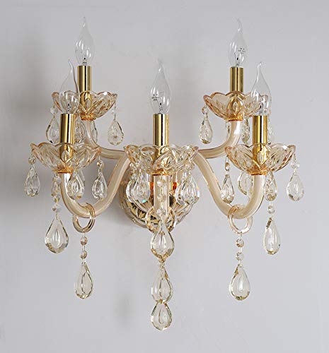 5-Light Crystal Wall Sconce Lighting - Elegant Art Deco Wall Lamp for Dining Room & Bedroom | Perfect for Home Decor, Living Room Accent, and Hallway Lighting
