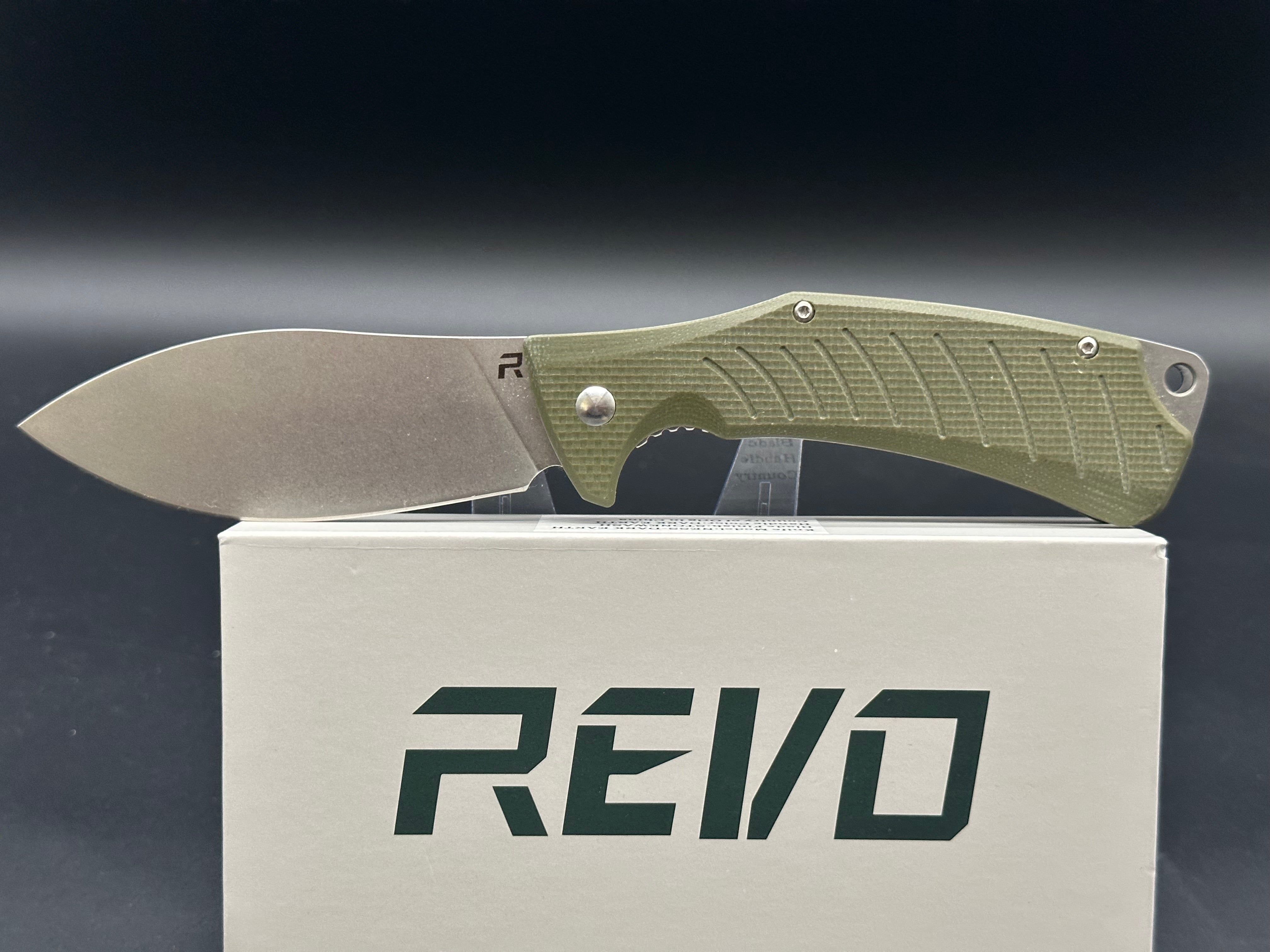Revo Ness OD Green G10 Handle Folding Knife with D2 Steel Blade - Perfect for Camping, Hiking & Outdoor Survival