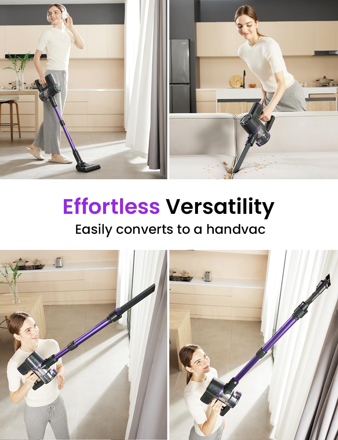 V8PRO Cordless Vacuum Cleaner - 25Kpa Stick Vacuum for Hardwood Floors & Pet Hair, 35Min Runtime, Self-Standing Design | Perfect for Home Cleaning