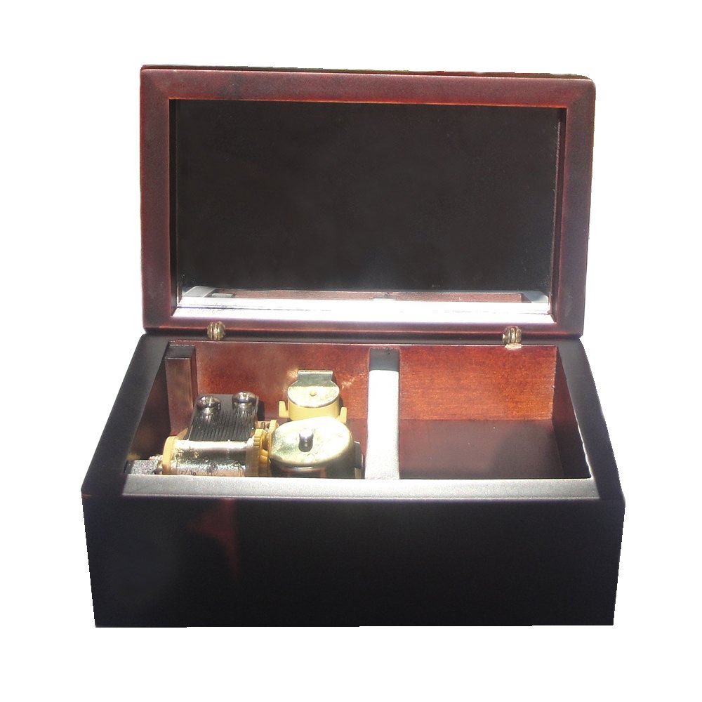 Wind-Up Wooden Musical Box - Small Storage Music Box with Gold-Plated Movement, Plays 'Over the Rainbow' - Perfect Gift for Birthdays, Anniversaries & Home Decor (Claret)