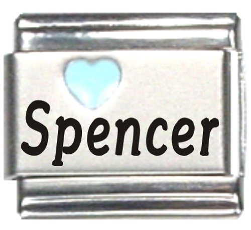 Light Blue Heart Laser Engraved Italian Charm Link Bracelet - Personalized Name Jewelry for Women - Perfect for Gifts, Friendship Bracelets & Special Occasions
