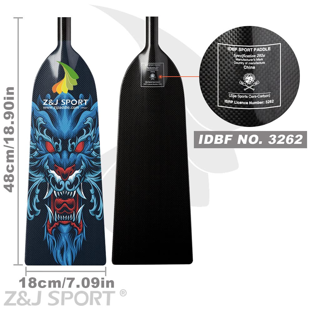 Premium Adjustable Dragon Boat Paddle - IDBF Approved Carbon Fiber Racing Paddle with Dragon Graphic & T-Handle Adjuster | Competition & Training Use for Dragon Boat Teams