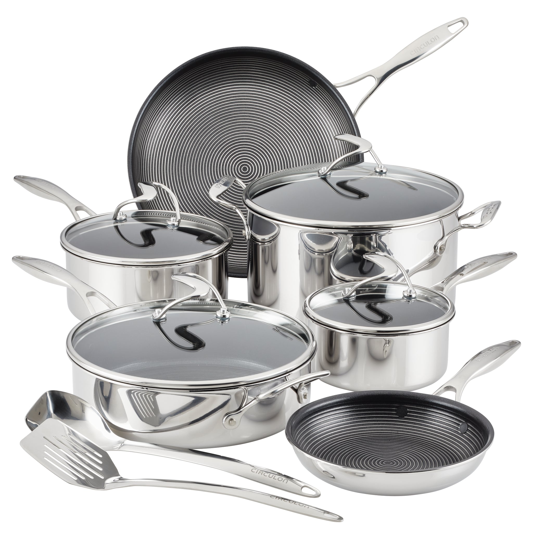 Premium 10-Piece Stainless Steel Cookware Set with 2-Piece Bonus Utensil Set - Nonstick Pots & Pans for Professional Cooking, Baking & Family Meals - Induction Compatible Kitchenware for Home Chefs