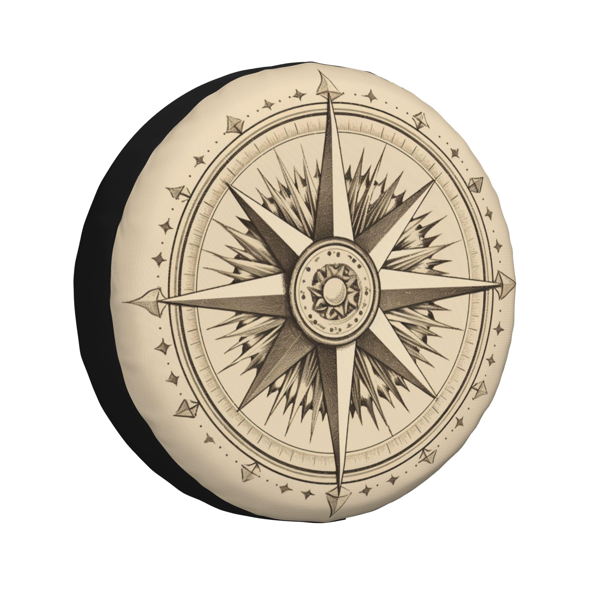 Vintage Compass Rose with Clock Spare Tire Cover - Universal Fit 16