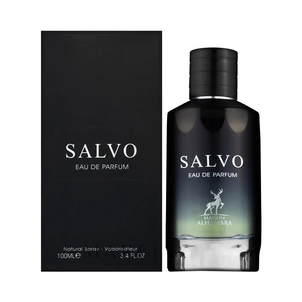Maison Alhambra Salvo Men's Eau de Parfum - 3.4 oz / 100ml Luxury Cologne Spray for Men, Long Lasting Fragrance for Date Night, Office & Special Occasions