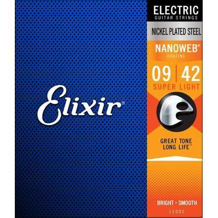 Elixir Electric Guitar Strings Nanoweb Super Light 9-42 Gauge - Best for Rock, Blues & Jazz Performance | Long-Lasting Coated Strings for Smooth Playability