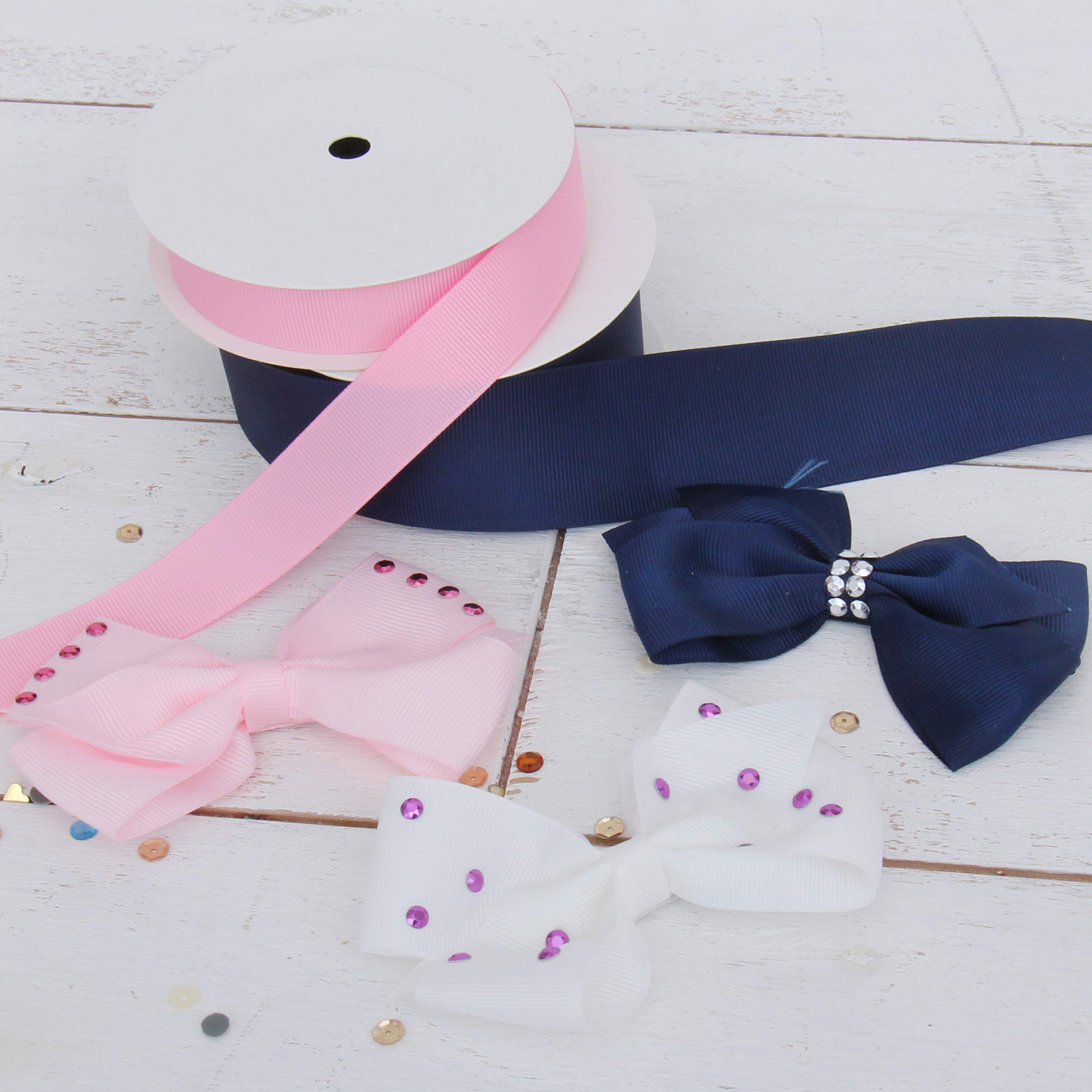 Threadart 1 1/2 Inch Grosgrain Dots Ribbon - 5 Yards Peach with White Dot Pattern - Perfect for DIY Bows, Gift Wrapping, Hair Accessories, Party Decorations and Craft Projects
