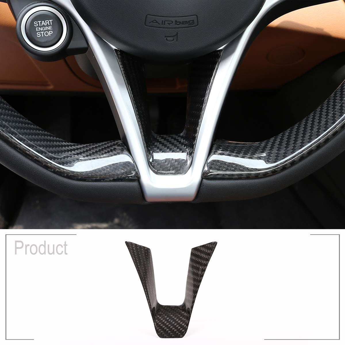 Premium Real Carbon Fiber Steering Wheel Cover for Alfa Romeo Giulia & Stelvio (2017-2019) - Non-Slip Grip, Easy Installation - Perfect for Daily Driving & Car Enthusiasts
