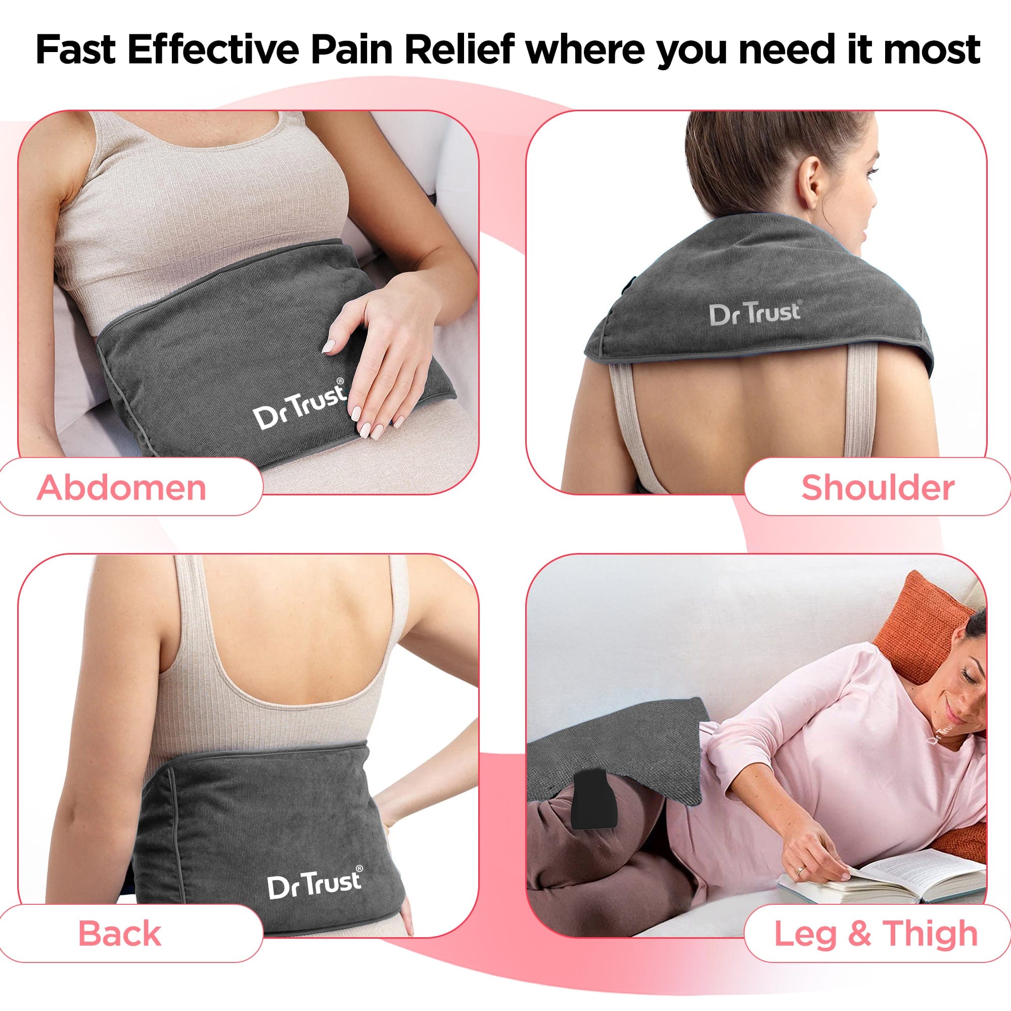 Dr Trust USA Electric Heating Pad for Back Pain Relief - Adjustable Temperature Heat Therapy Belt for Muscle, Shoulder, Knee & Abdominal Pain - Perfect for Period Cramps, Arthritis & Post-Workout Recovery - Home & Office Use