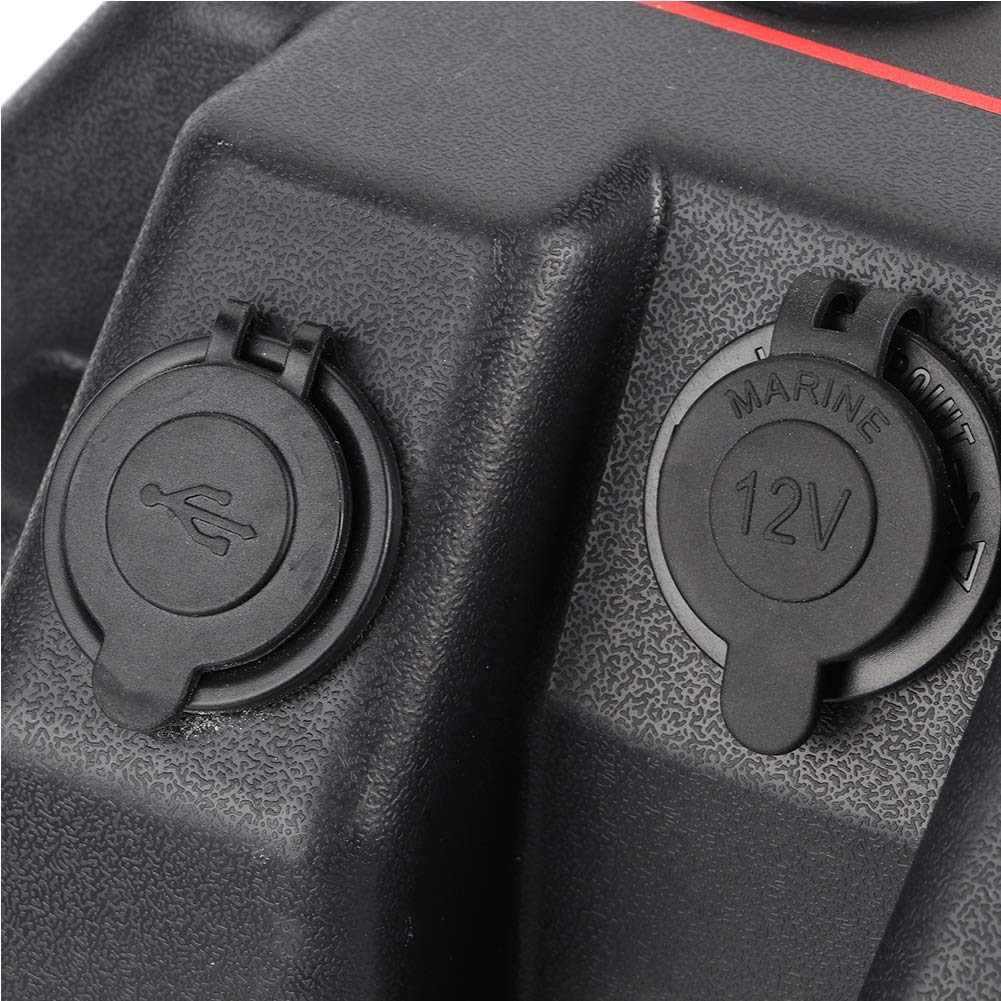KIMISS Marine Battery Box for Trolling Motor - Waterproof Plastic Power Center with 12V & USB Charging Ports - Perfect for Fishing Boats, Kayaks, and Outdoor Water Sports