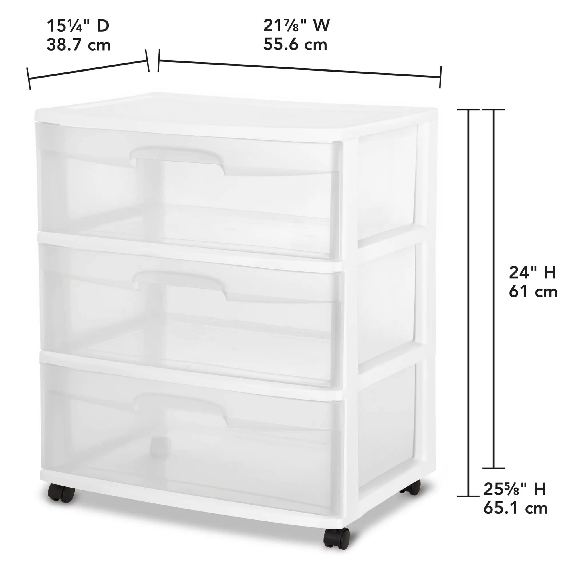 3-Drawer Plastic Storage Cart with Wheels - White for Home & Office Organization