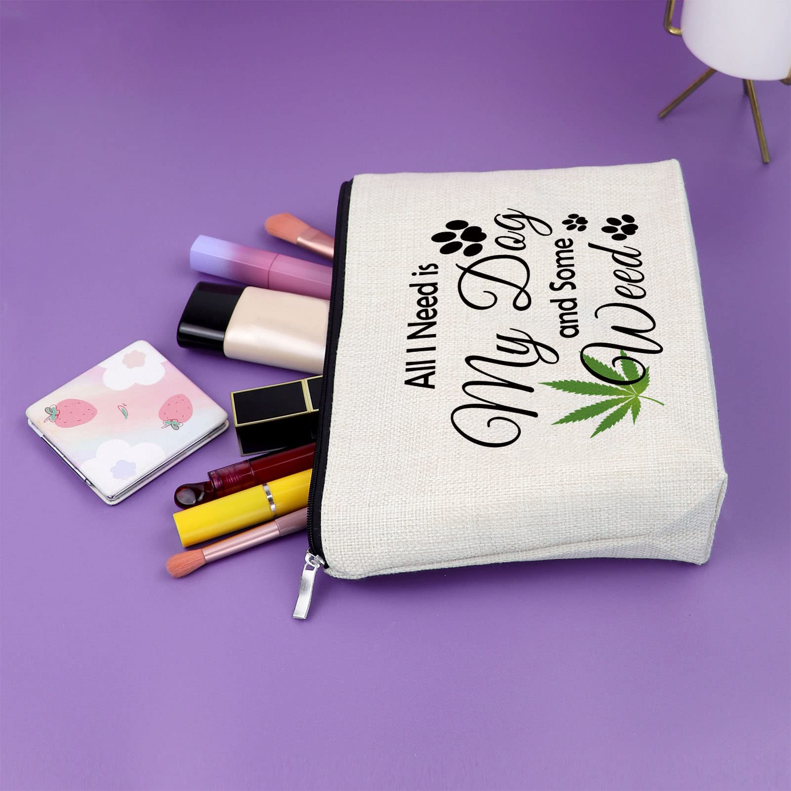 Dog Lover Gifts for Women - Sazuwu Weed & Makeup Bag, Friendship & Birthday Gifts for Female Dog Moms, Animal Lovers Cosmetic Travel Pouch for Christmas, Daily Use & On-the-Go Essentials