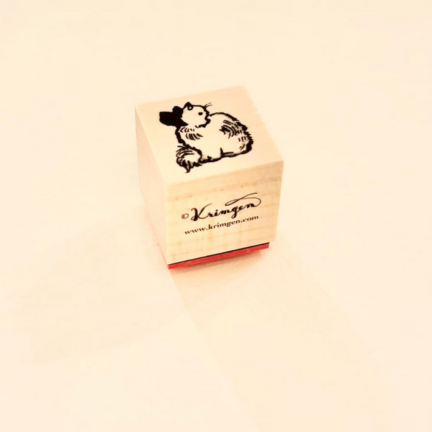 Krimgen Wooden Rubber Stamp - Cat Design for DIY Crafts, Scrapbooking & Card Making | High-Quality Handmade Stamp for Artists & Crafters