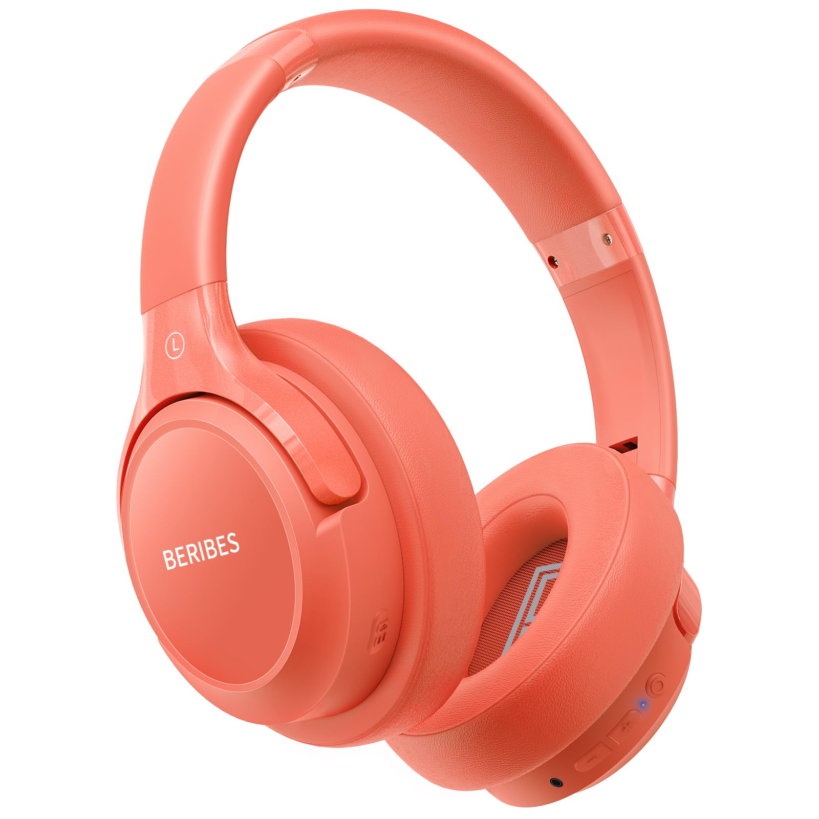 BERIBES Bluetooth Headphones Over Ear - 65H Playtime, 6 EQ Modes, HiFi Stereo with Mic - Foldable Lightweight Wireless Headset for Deep Bass (Orange Red) - Perfect for Home, Office, Gym & Travel