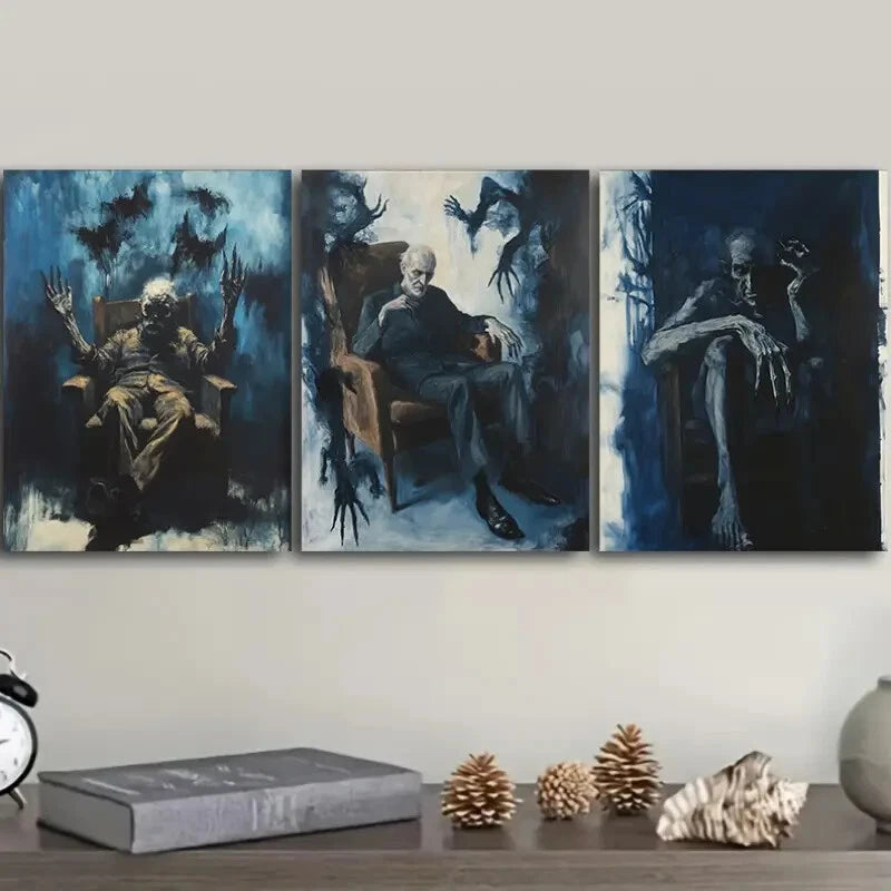 3-Piece Dark Themed Wall Art Canvas Set - Decadent Man Series (40x60cm Framed) | High Quality Australian Made Prints | Ready to Hang | Perfect for Living Room, Bedroom & Office Decor