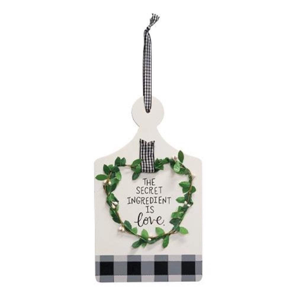 Secret Ingredient Is Love Wooden Cutting Board Sign - Perfect for Kitchen Decor, Farmhouse Style & Rustic Home Decor - Ideal for Cooking, Baking & Gift Giving