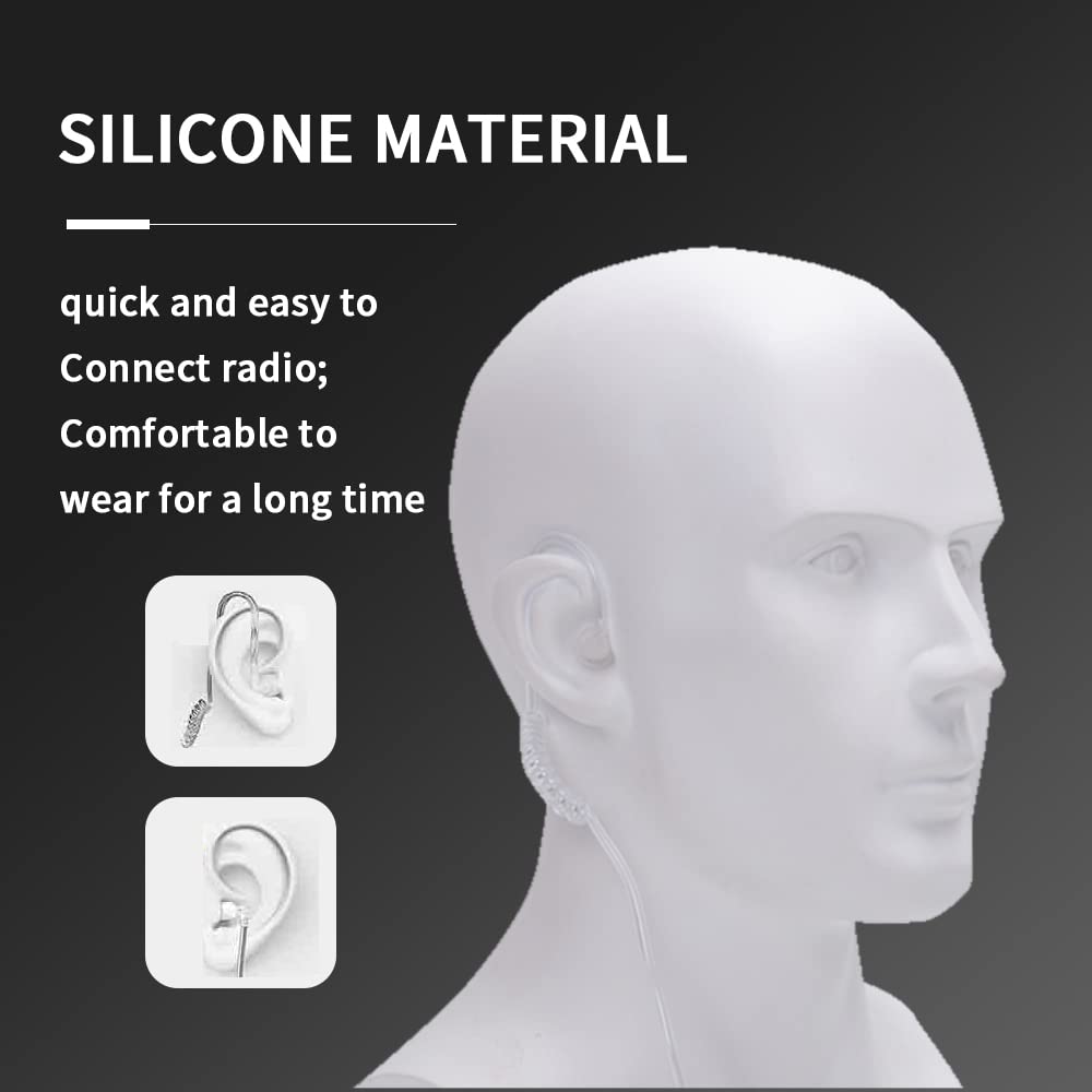 2-Way Radio Earpiece Headset - 3.5mm/1 Pin Acoustic Tube Earbud with Remote Speaker Mic for Motorola Kenwood Walkie Talkies (2 Pack) - Ideal for Security, Construction & Event Staff Communication