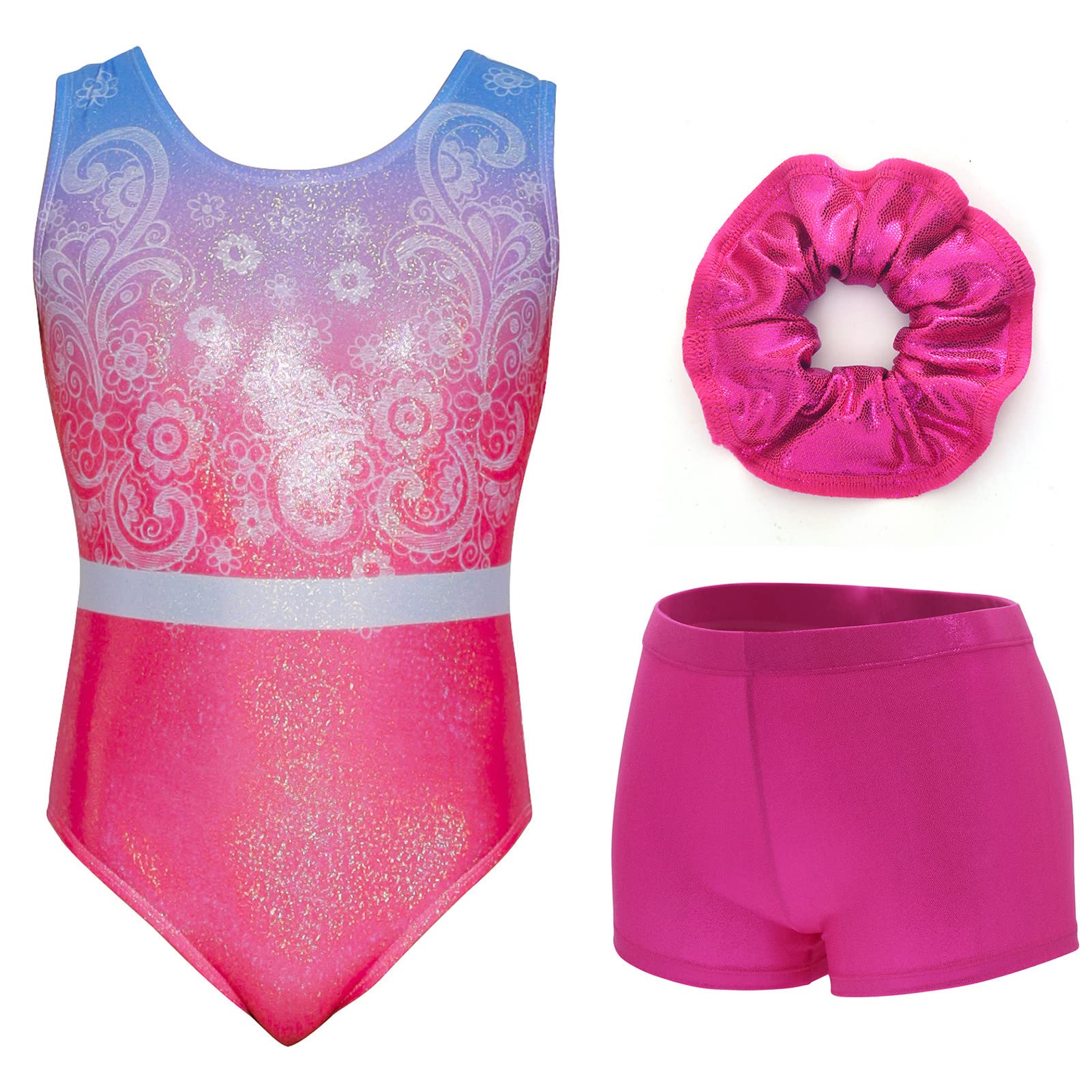 Aosva Girls Gymnastics Leotards - Sparkly Rainbow Color One-Piece Dance Leotard for Kids 2-14 Years | Perfect for Ballet, Cheerleading & Gymnastics Practice