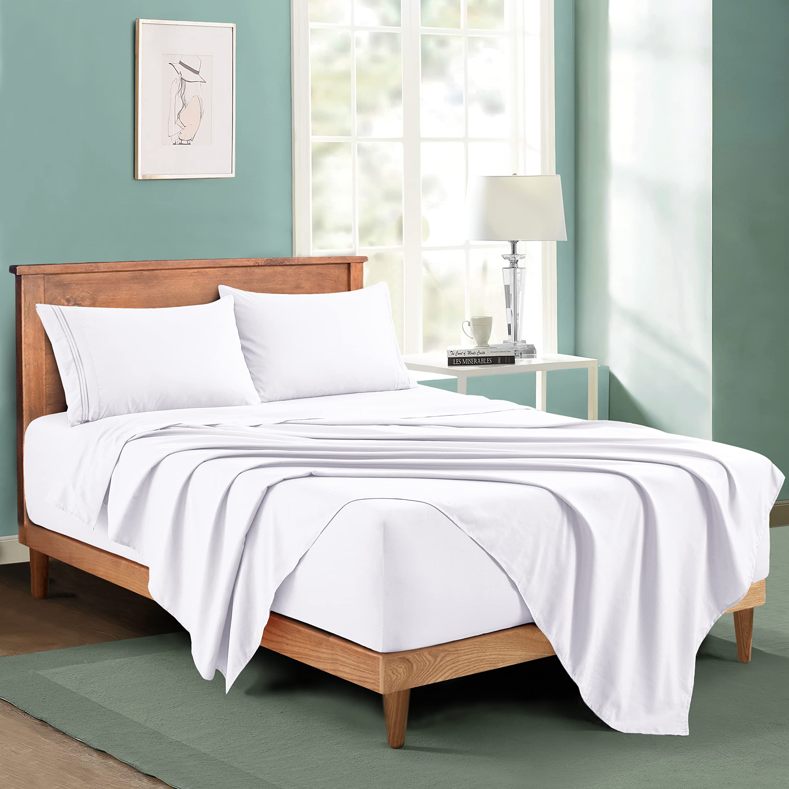 Manyshofu Extra Deep Pocket King Size Sheets - 1800 Thread Count Luxury Hotel Bedding Set with Pillowcases - Soft Microfiber for Mattresses up to 24