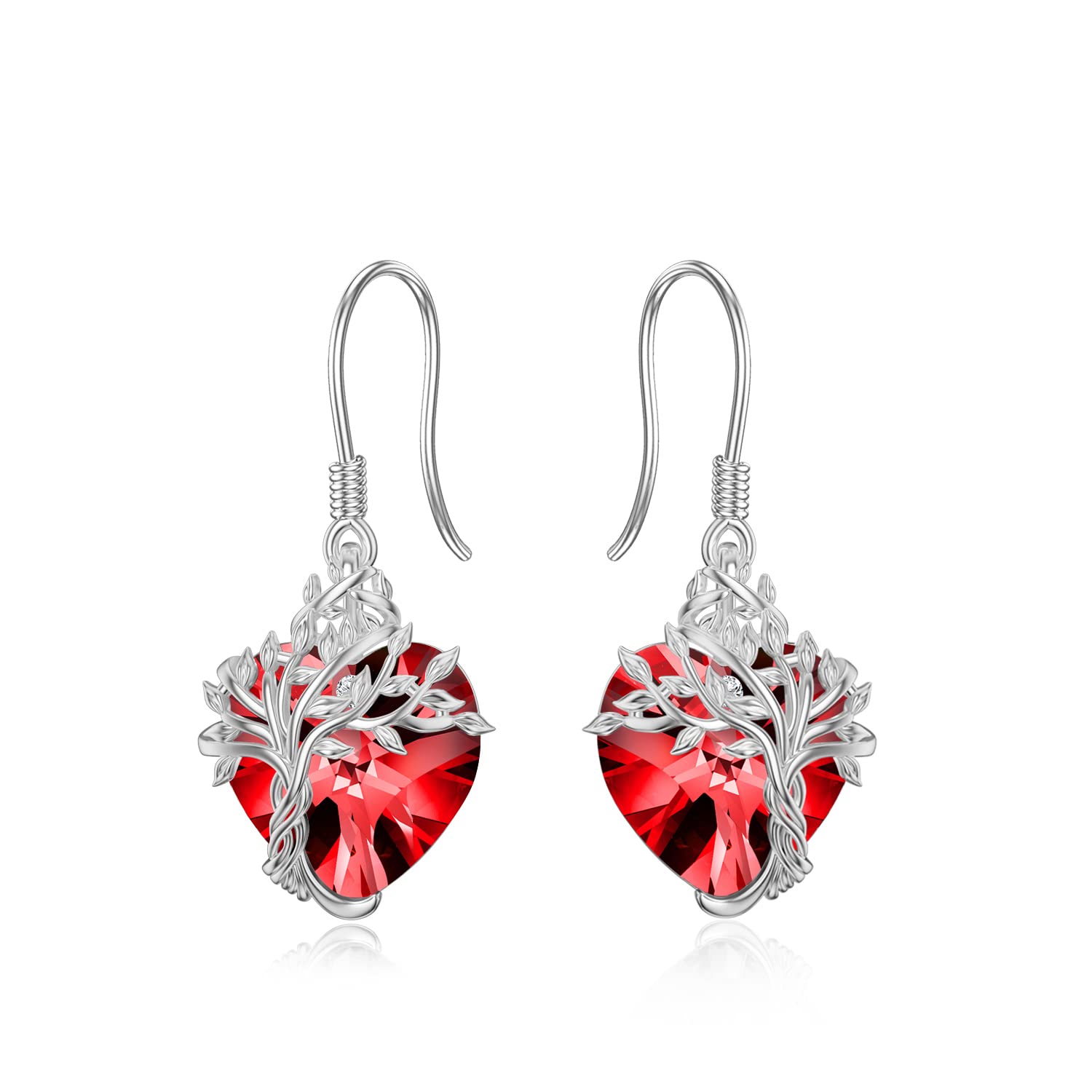 TOUPOP 925 Sterling Silver Tree of Life Dangle Earrings with Crystals - Elegant Drop Jewelry for Women, Perfect Birthday & Mother's Day Gift for Her | Ideal for Weddings, Anniversaries & Special Occasions