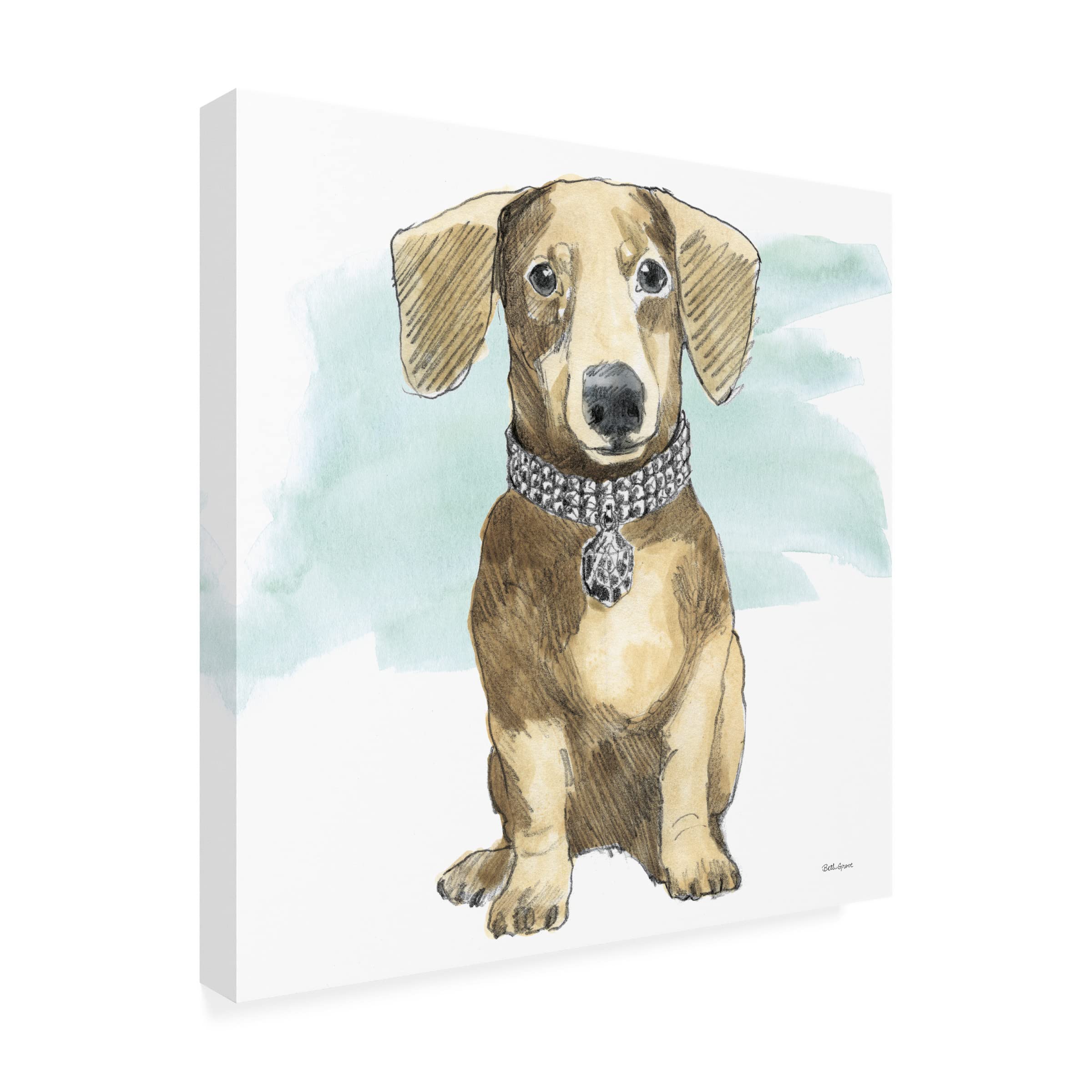 Trademark Fine Art 'Glamour Pups IX' Canvas Wall Art by Beth Grove - Handmade Dog Painting for Living Room, Bedroom & Office Decor