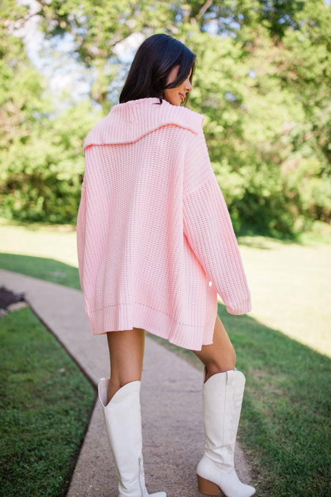 All In Theory Pink Oversized Cardigan - Soft & Cozy Women's Knit Sweater | Perfect for Fall, Winter & Layering Outfits | Casual, Office & Loungewear Fashion