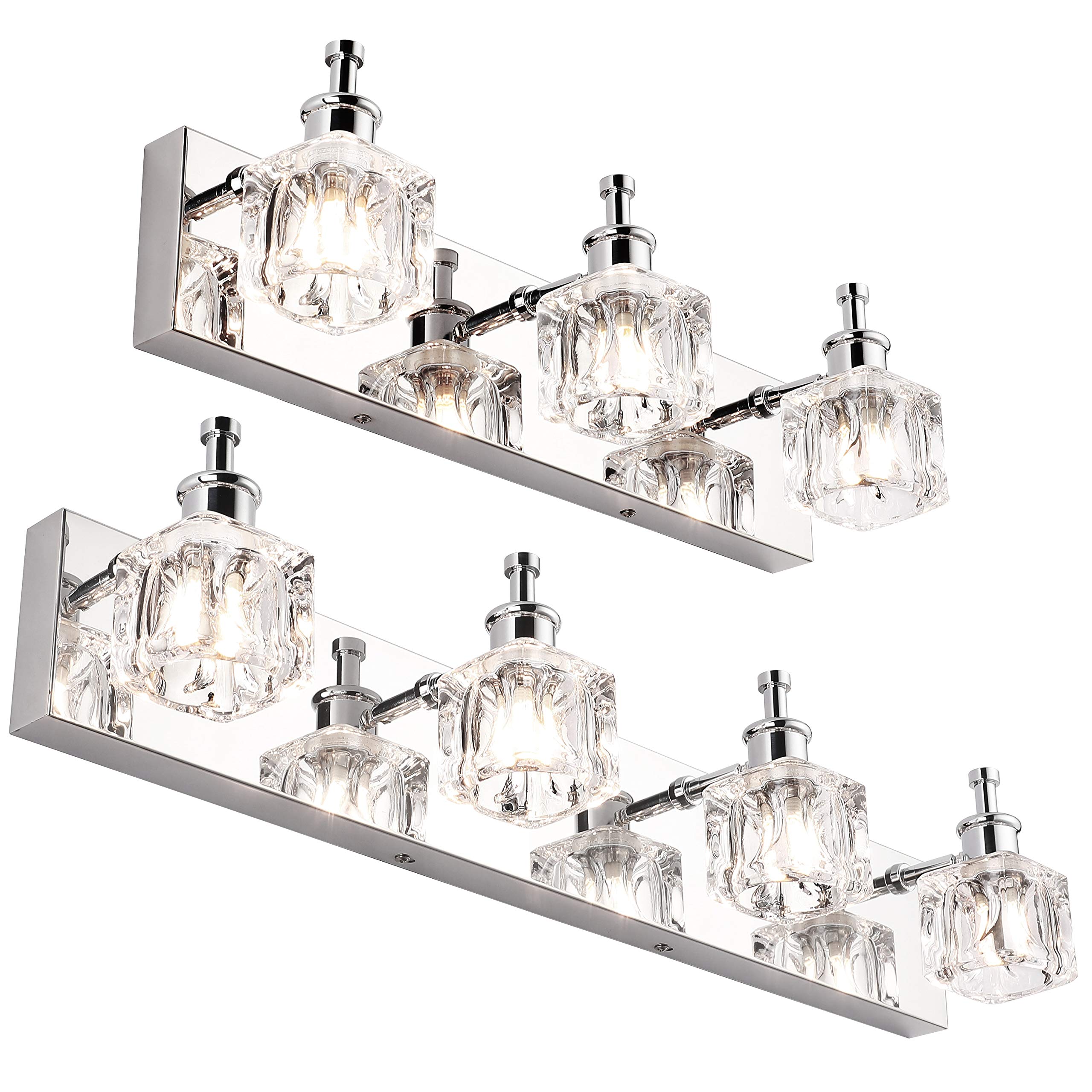 PRESDE Modern Bathroom Vanity Light Fixture - 3 or 4 Light Over Mirror Lighting for Bathroom, Dressing Room & Makeup Area - Waterproof LED Wall Sconce with Adjustable Arms - Perfect for Home, Hotel & Spa Decor