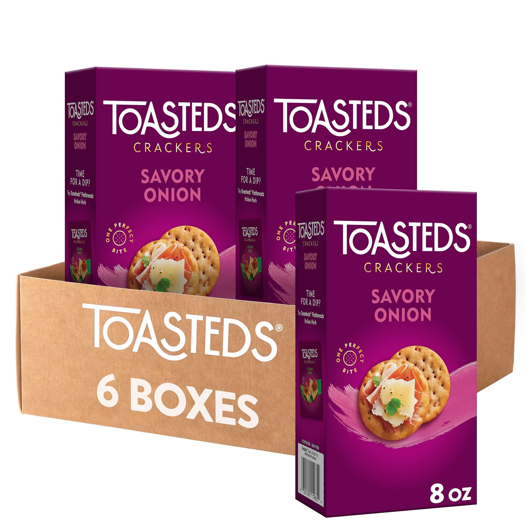 Toasted Crackers - Savory Onion Flavor (6 Pack) | Party Snacks, Lunch Box Treats & Office Breaktime Bites | Perfect for Gatherings, School Lunches & Work Snacking