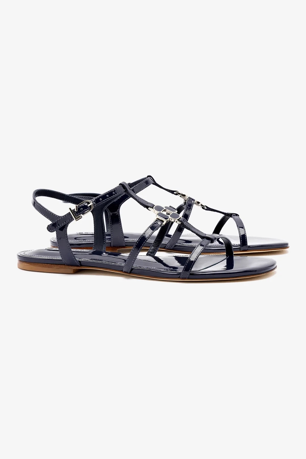 Hana Flat Shoes in Navy Patent Leather - Comfortable & Stylish Women's Ballet Flats for Work, Office, and Casual Wear