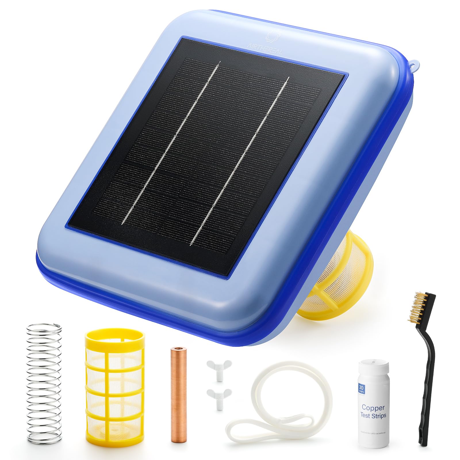 Airthereal C9 Square Solar Pool Ionizer - Chlorine-Free Water Purifier for Crystal Clear Pools, Reduces Chlorine Use by 85%, Purifies Up to 45,000 Gallons | Perfect for Inground & Above Ground Pools, Spas, and Hot Tubs [1-Pack]