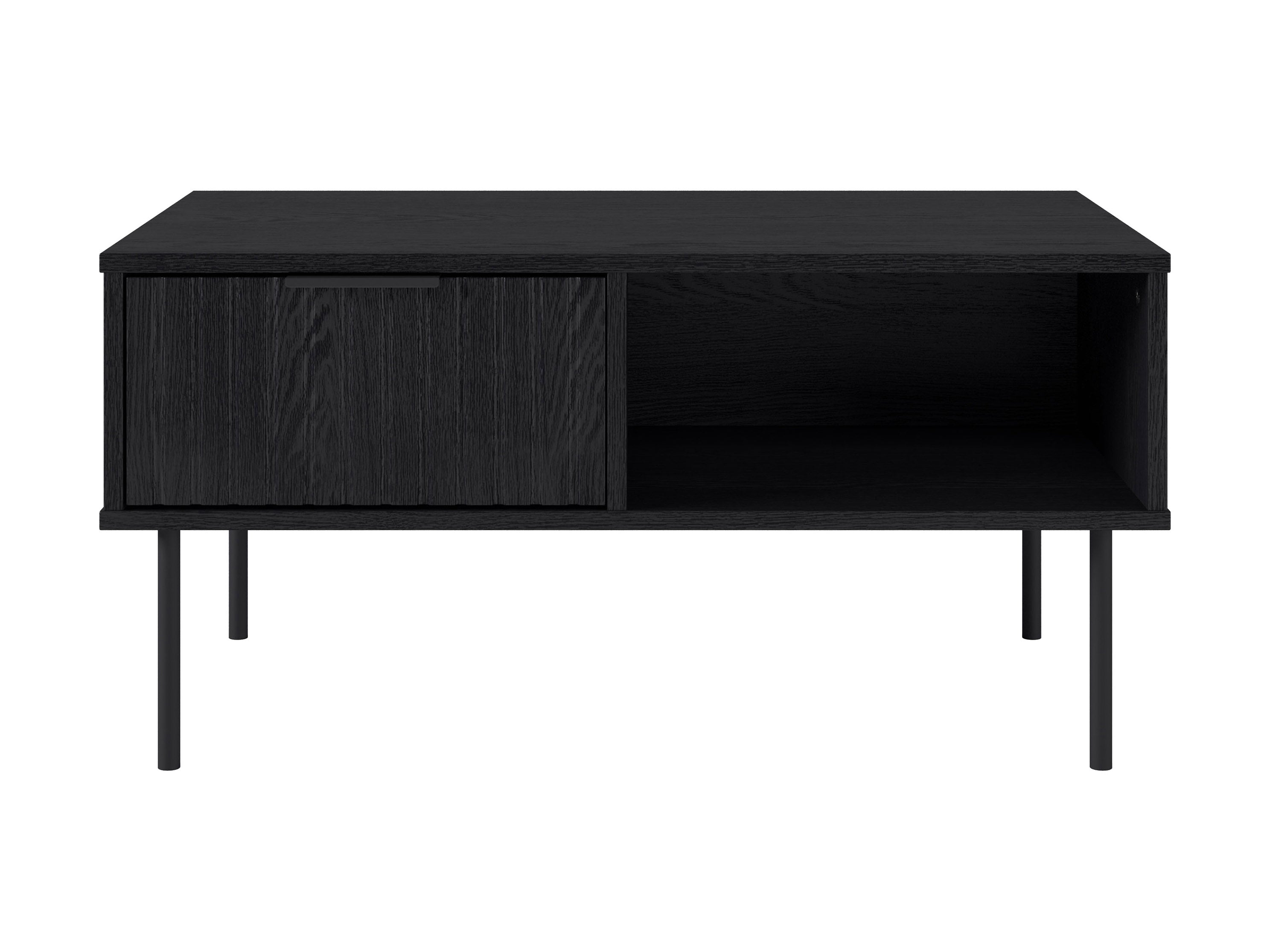 Modern Black Fluted Coffee Table - Round Side Table for Living Room, Bedroom & Office - Stylish Accent Table with Wavy Design for Home Decor