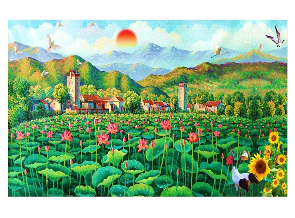 1000-Piece Wooden Jigsaw Puzzle for Adults & Kids - Funny DIY Lotus in The Sun Puzzle Toy by Koala Superstore | Perfect for Family Game Night, Classroom Activities & Stress Relief