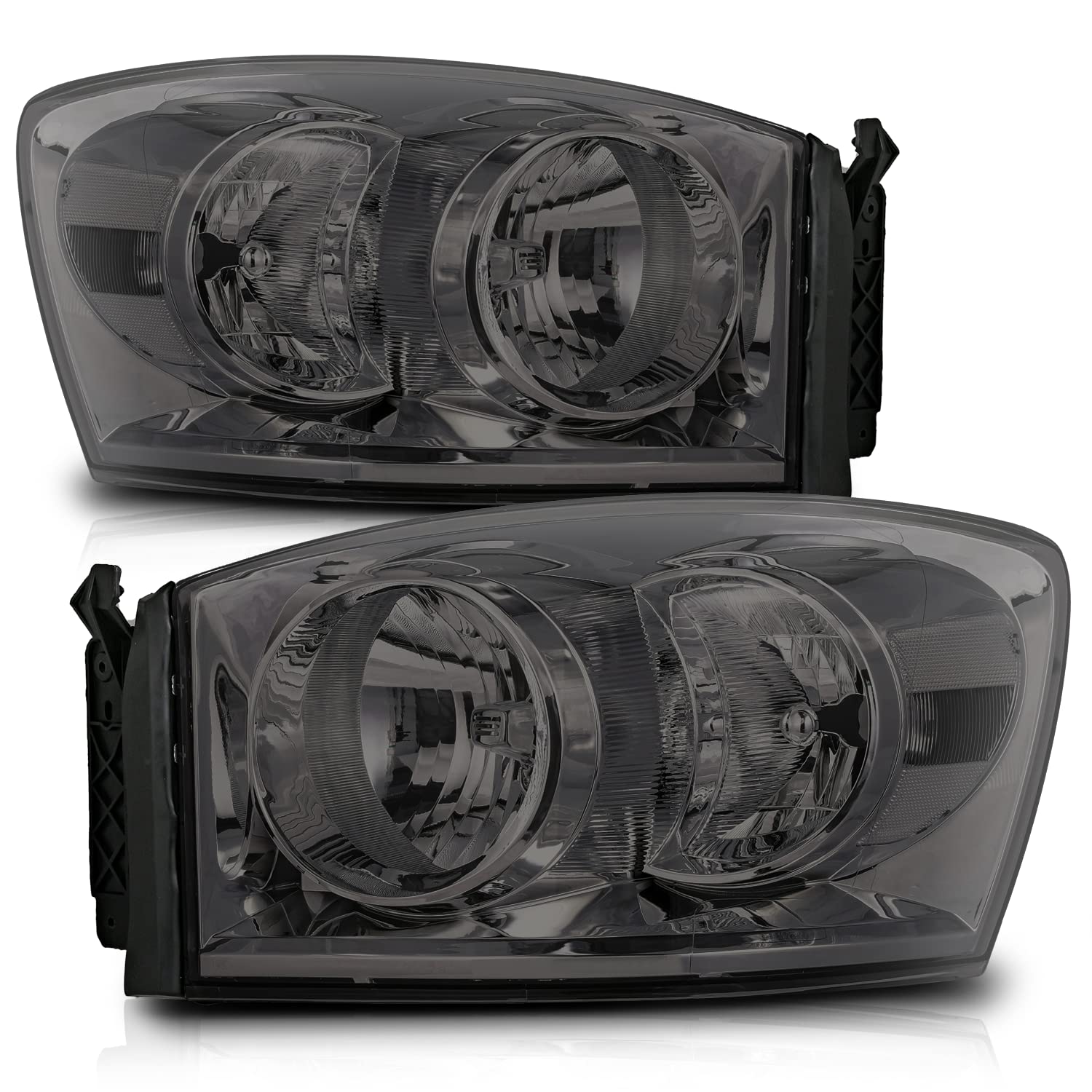 M-AUTO OEM Style Replacement Headlight Assembly for 2006-2009 Dodge Ram 1500/2500/3500 Trucks - Chrome Housing with Clear Corner Lights | Halogen Compatible | Improved Night Visibility & Off-Road Performance
