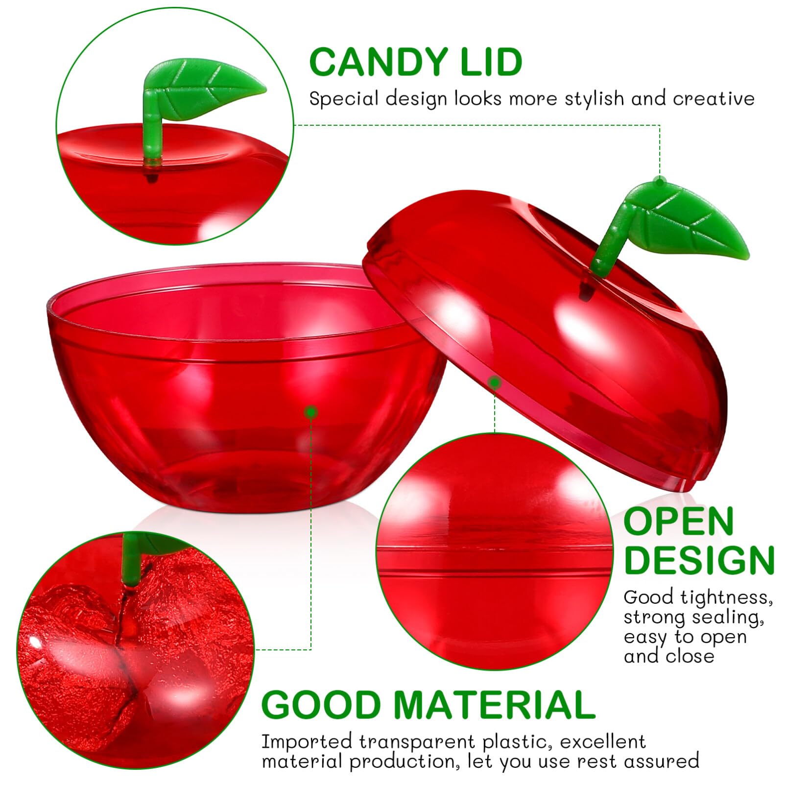 Apple-Shaped DIY Plastic Candy Favor Boxes - 12 Pack Fillable Ornaments for Wedding, Birthday, Holiday Gift Wrapping & Party Decorations | Perfect for Candy, Treats, and Small Gifts