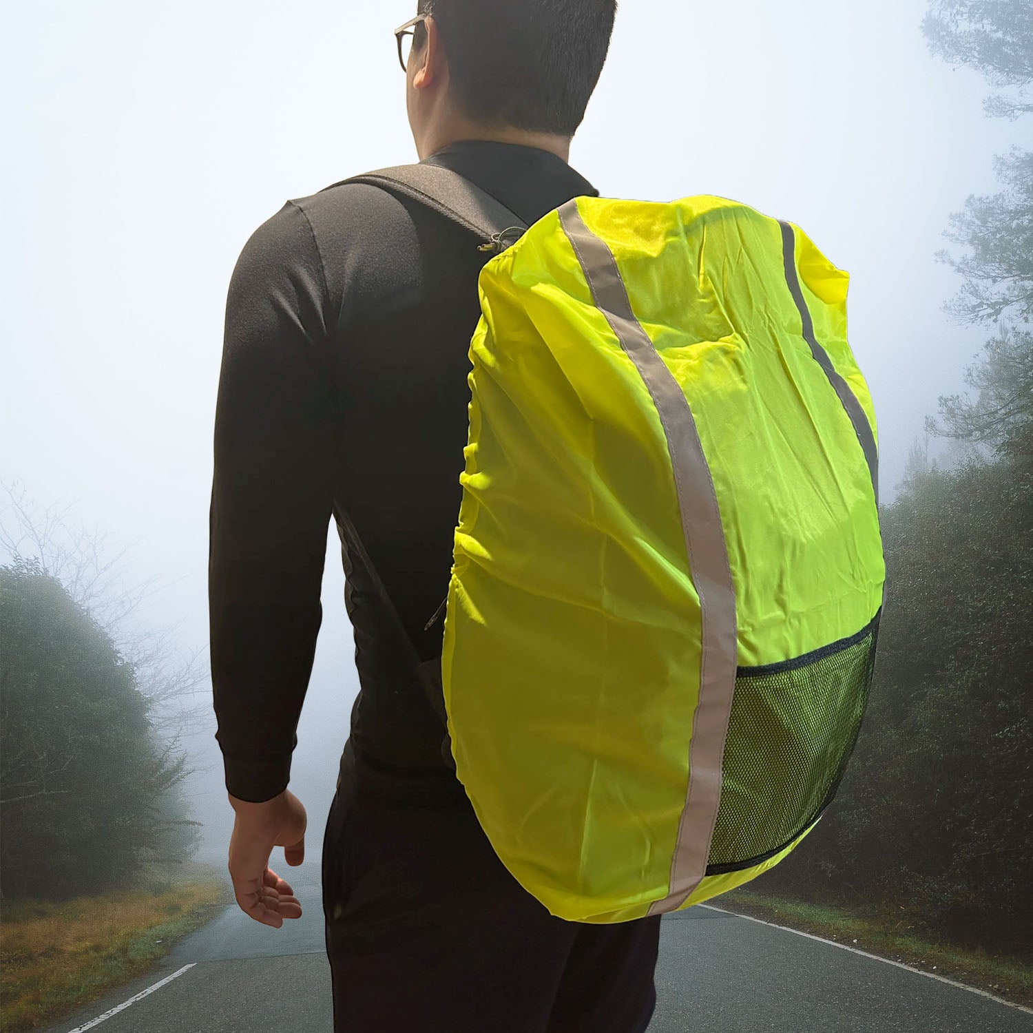 MaximalPower Reflective Waterproof Backpack Cover with Front Mesh Pocket - High Visibility Rain Protection for Cycling, Hiking & Outdoor Activities - Ideal for Commuting, Camping and Bad Weather Conditions