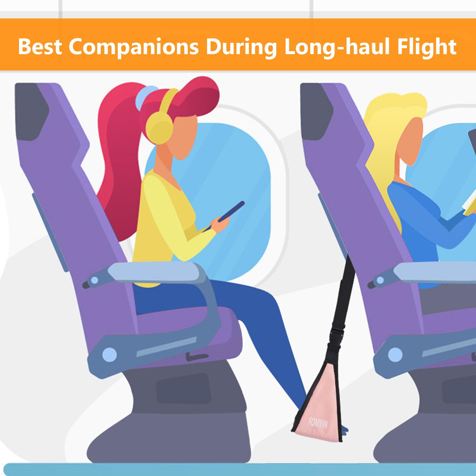 Portable Airplane Footrest with Memory Foam - Travel Foot Hammock for Long Flights, Relieves Foot Pain & Fatigue | Perfect for Business Travel, Vacation Trips & Economy Class Comfort